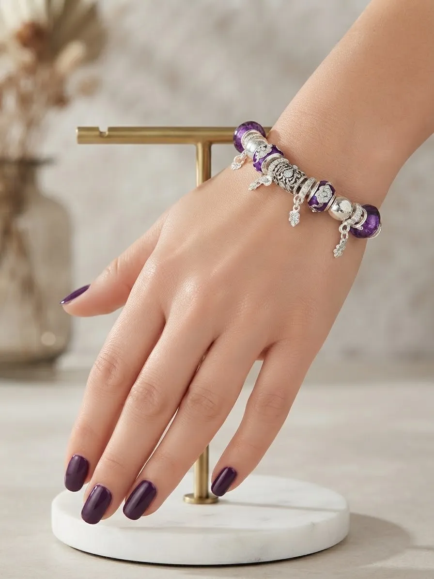 Royal Amethyst Blossom Charm Bracelet 4
