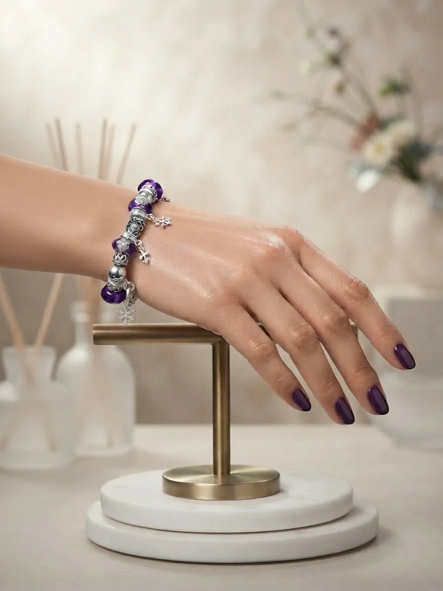Royal Amethyst Blossom Charm Bracelet 3