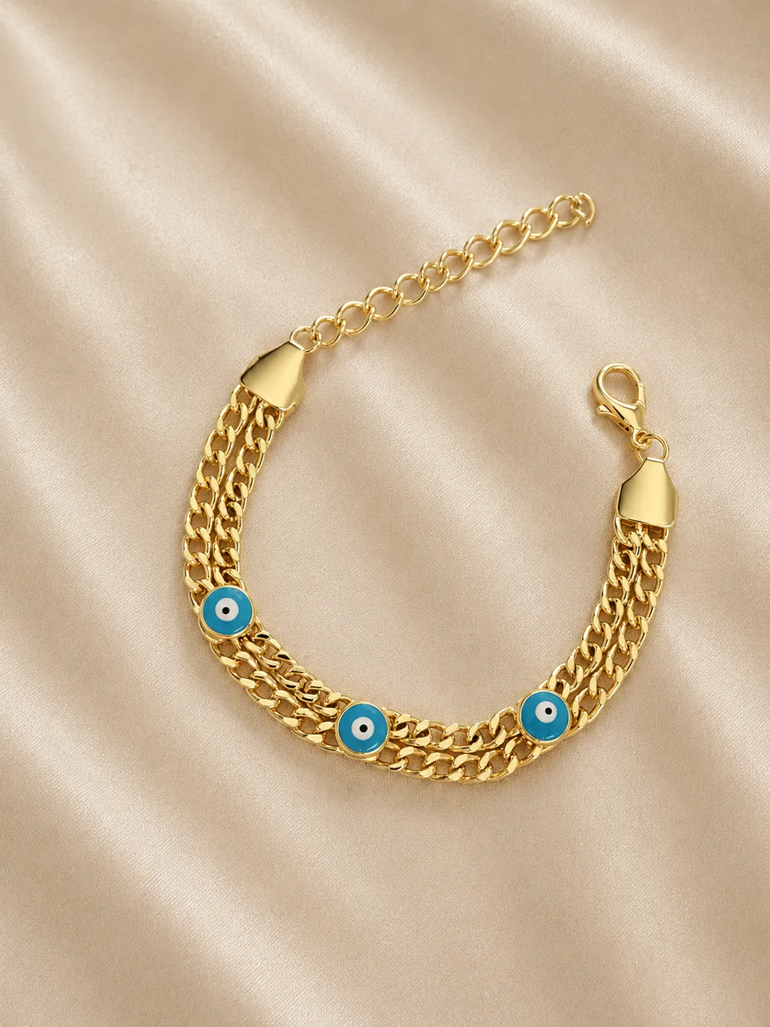Evil Eye Curb Link Bracelet Blue Eyes