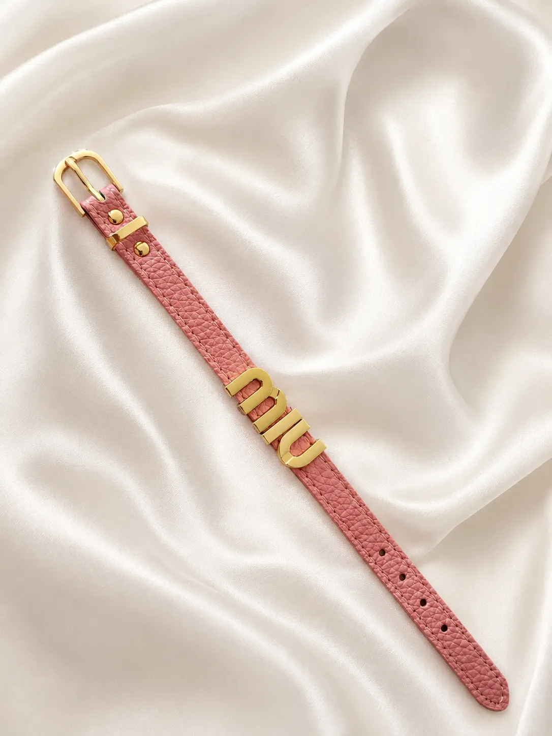 pink leather miumiu bracelet