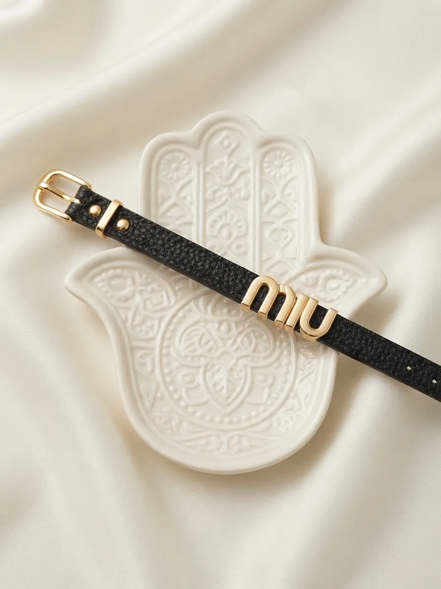 Miumiu Leather Bracelet Black