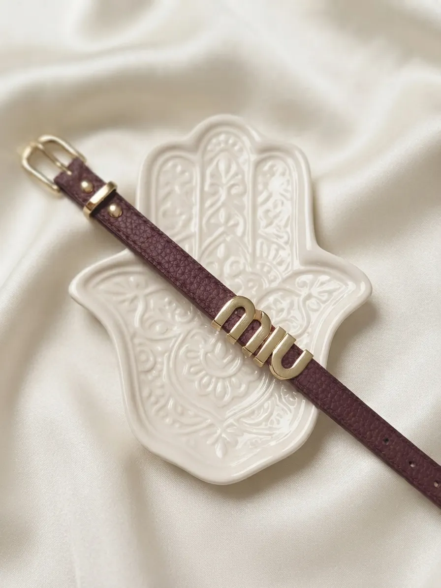 Miumiu Leather Bracelet Dark Brown