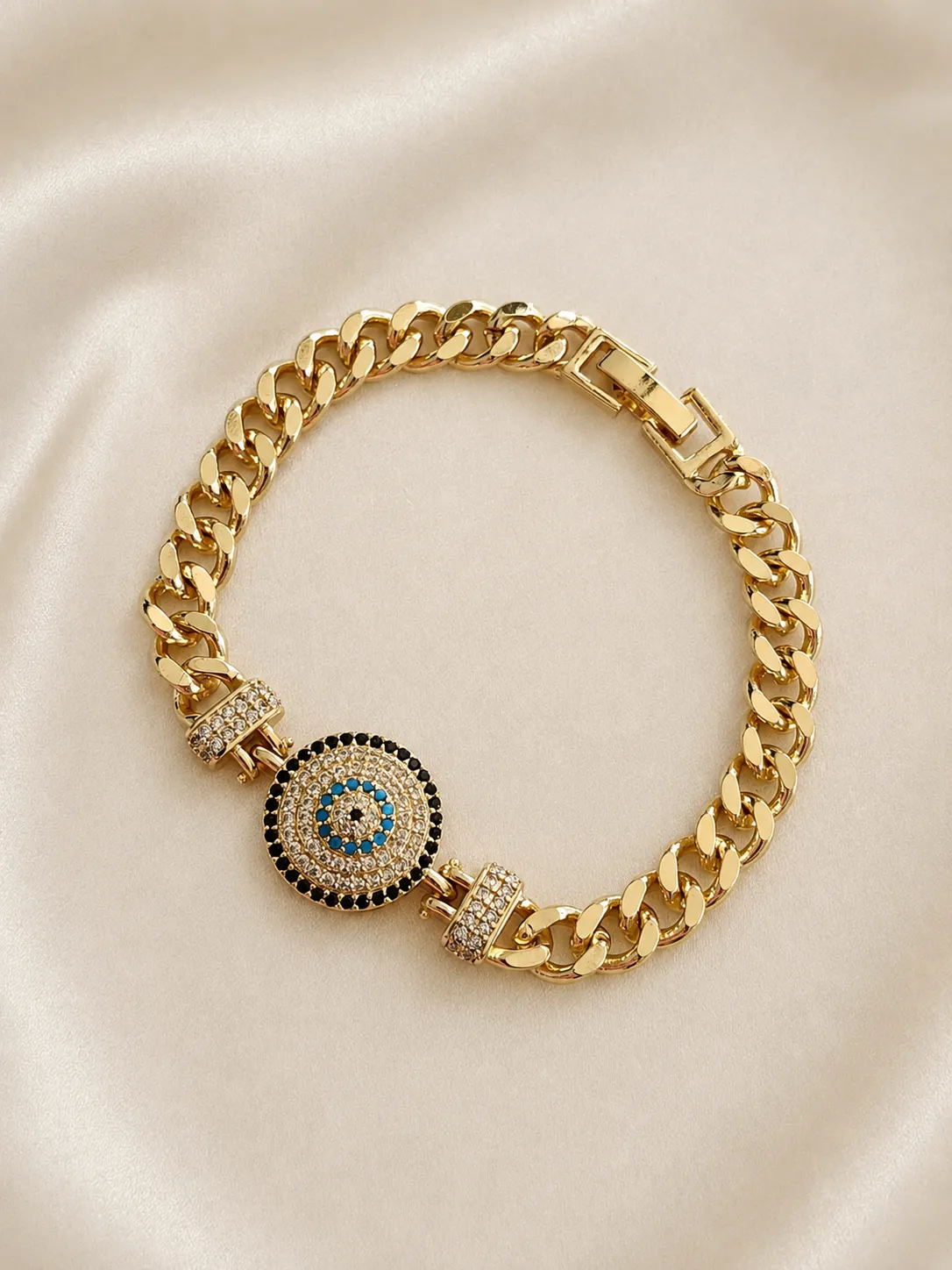 Evil Eye Medallion Curb Bracelet