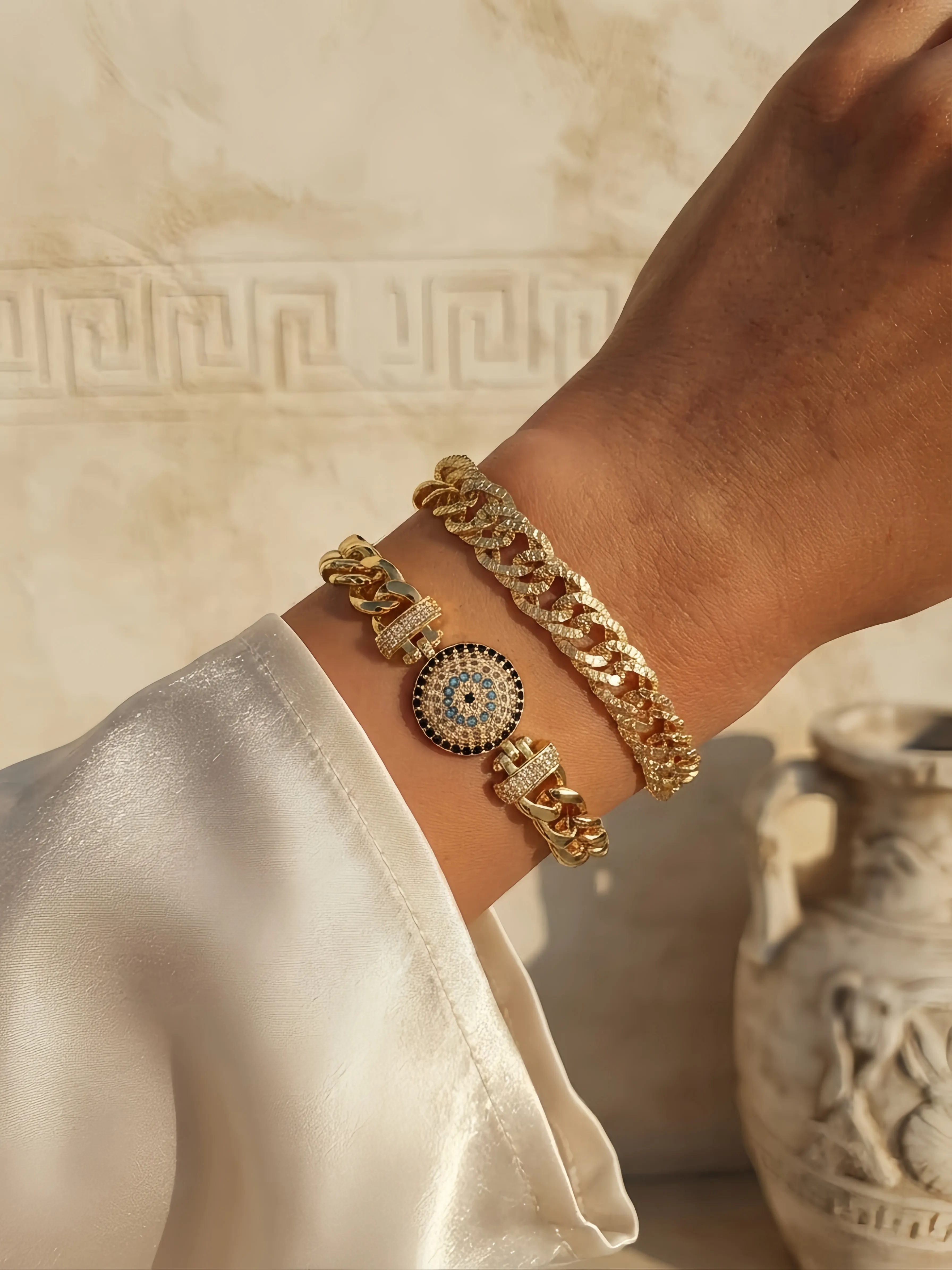 Evil Eye Medallion Curb Bracelet