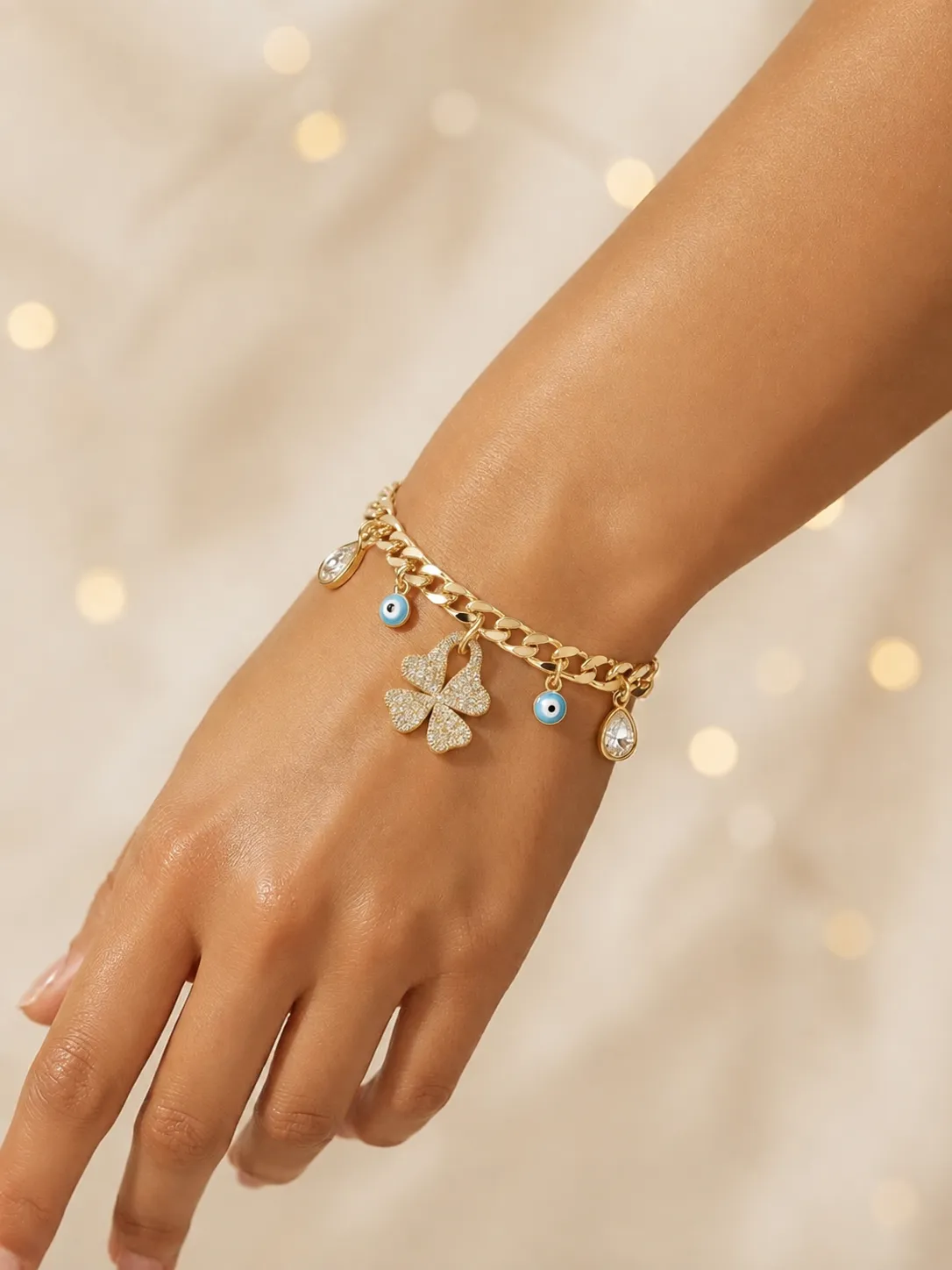 Evil Eye & Teardrop Zircon Crystal Bracelet photo 6