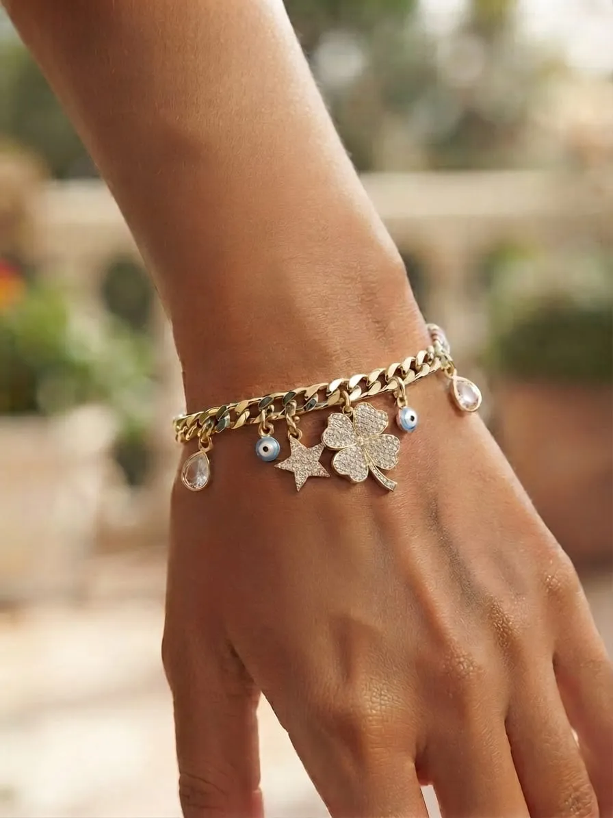 Evil Eye & Teardrop Zircon Crystal Bracelet photo 8