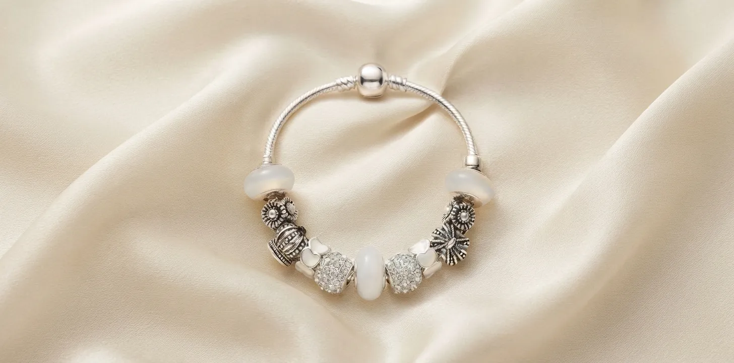 Ivory Opulence Pearl & Crown Charm Bracelet
