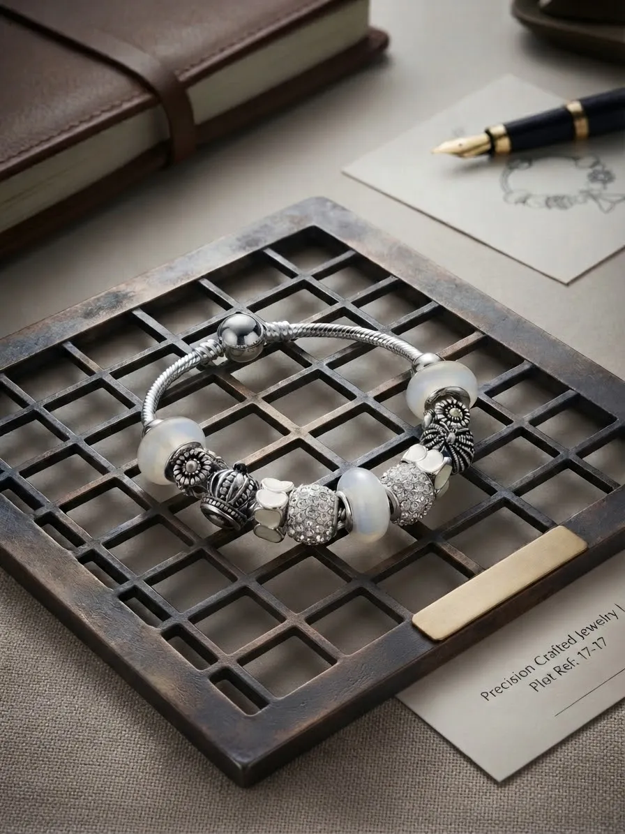 Ivory Opulence Pearl & Crown Charm Bracelet