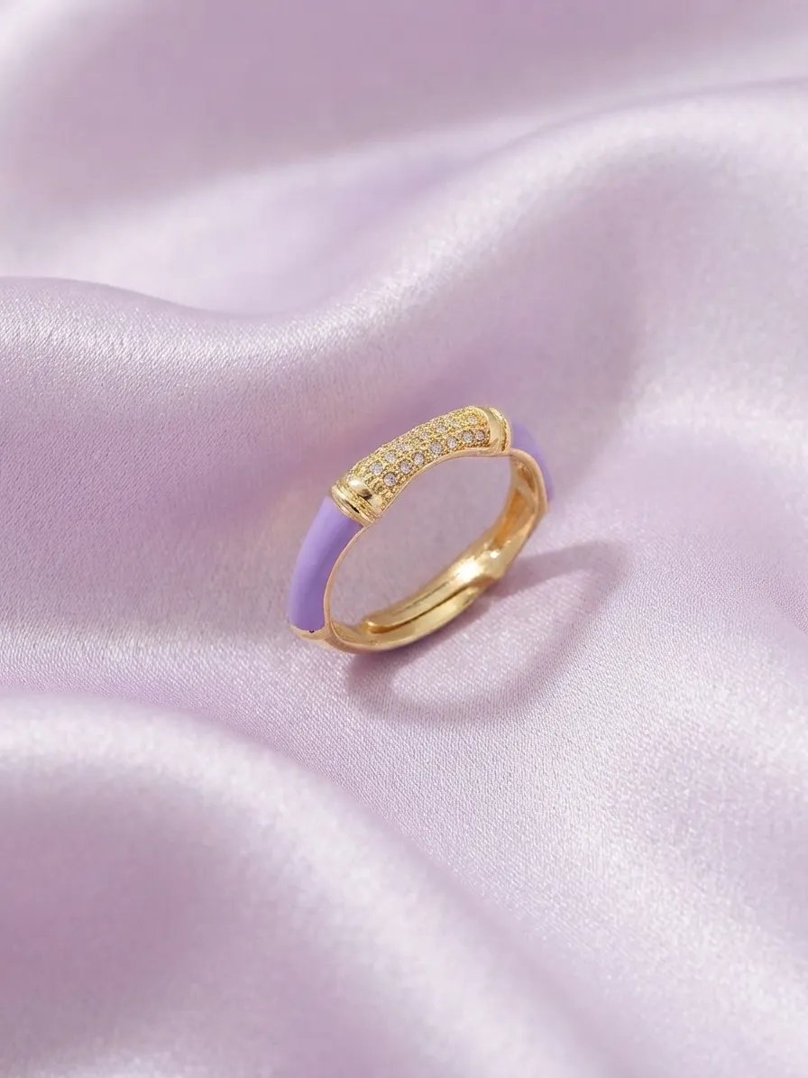 Bamboo & Zircon Ring Purple