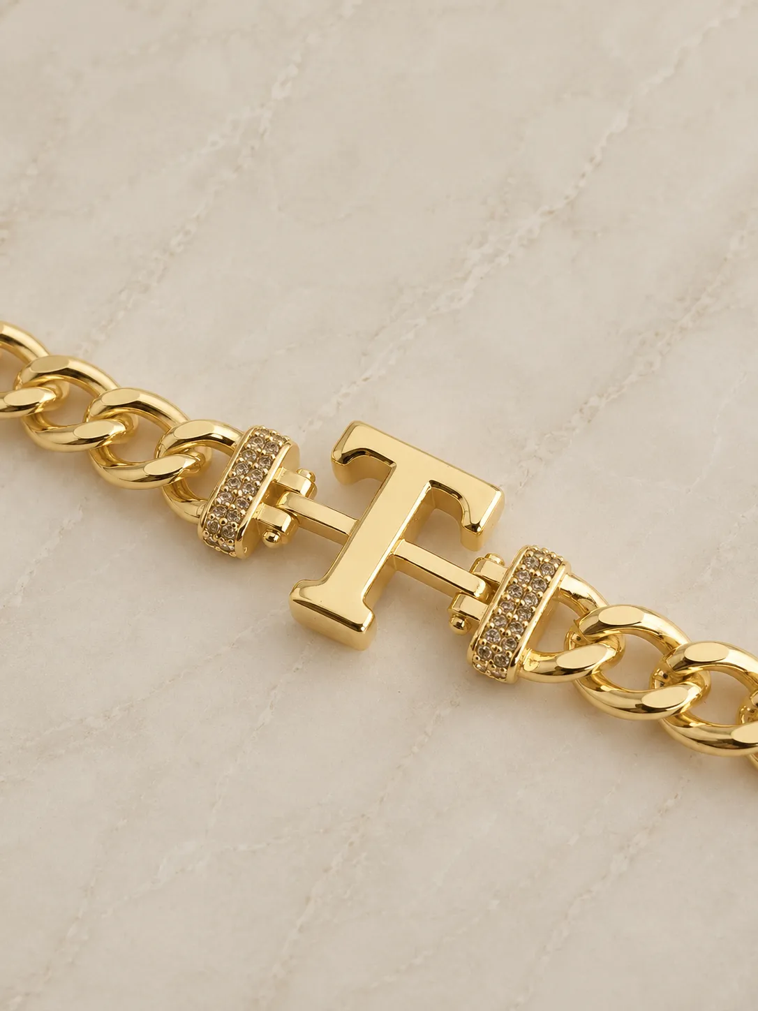 Letter Initial Curb Bracelet T