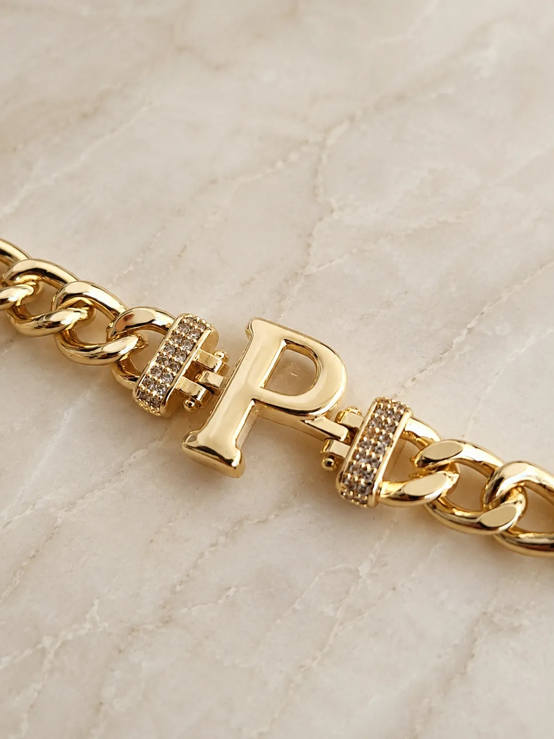Letter Initial Curb Bracelet P