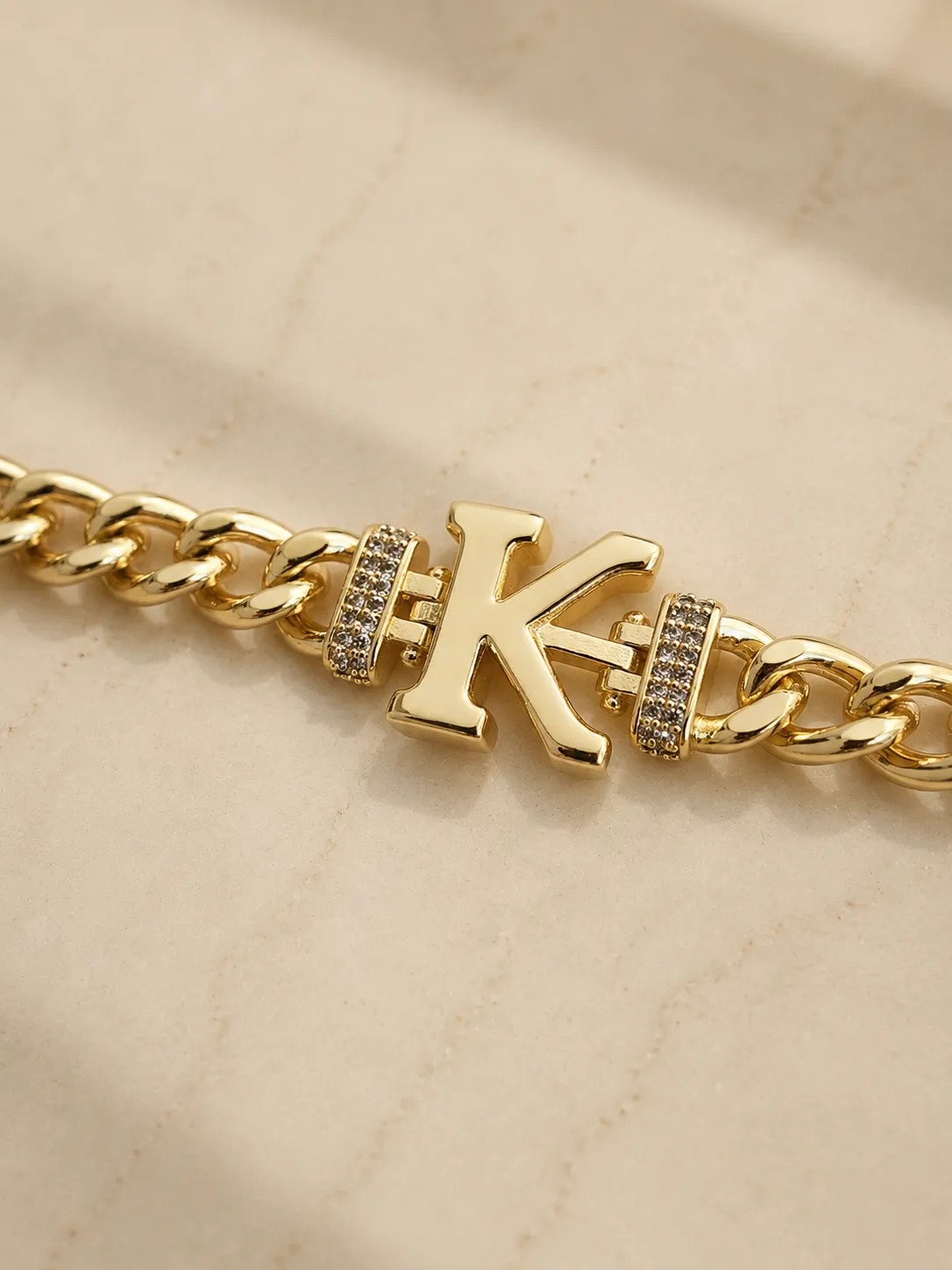 Letter Initial Curb Bracelet K