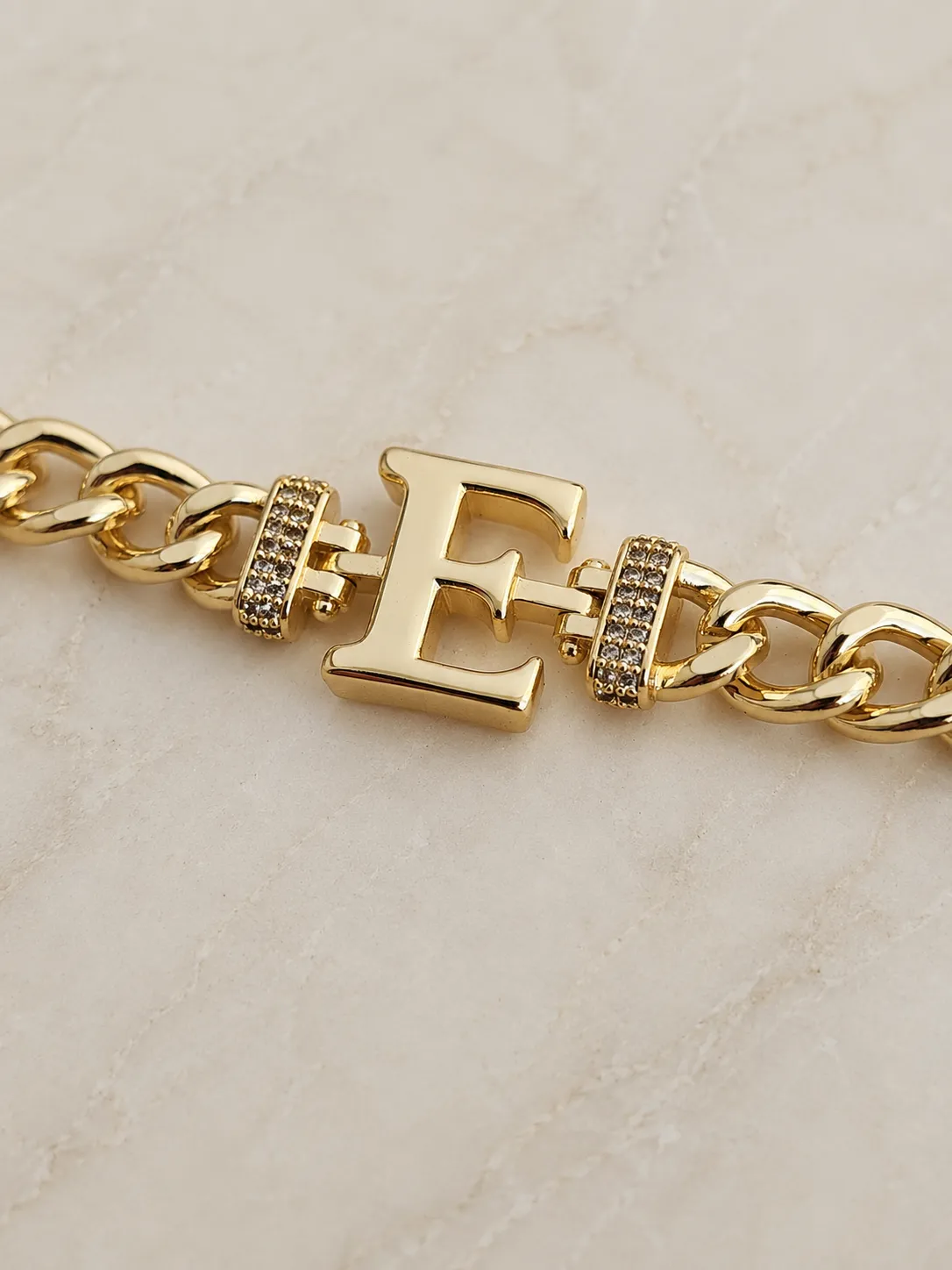 Letter Initial Curb Bracelet E