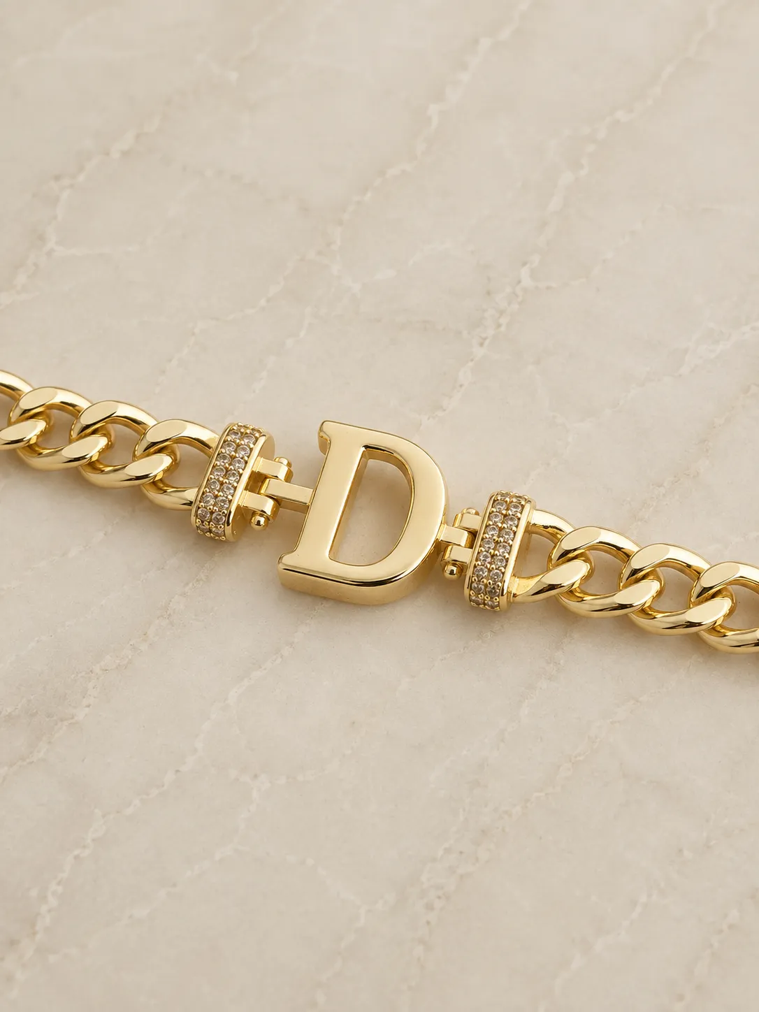 Letter Initial Curb Bracelet D