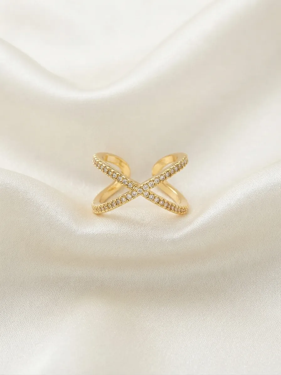 Crisscross Zircon Band Ring