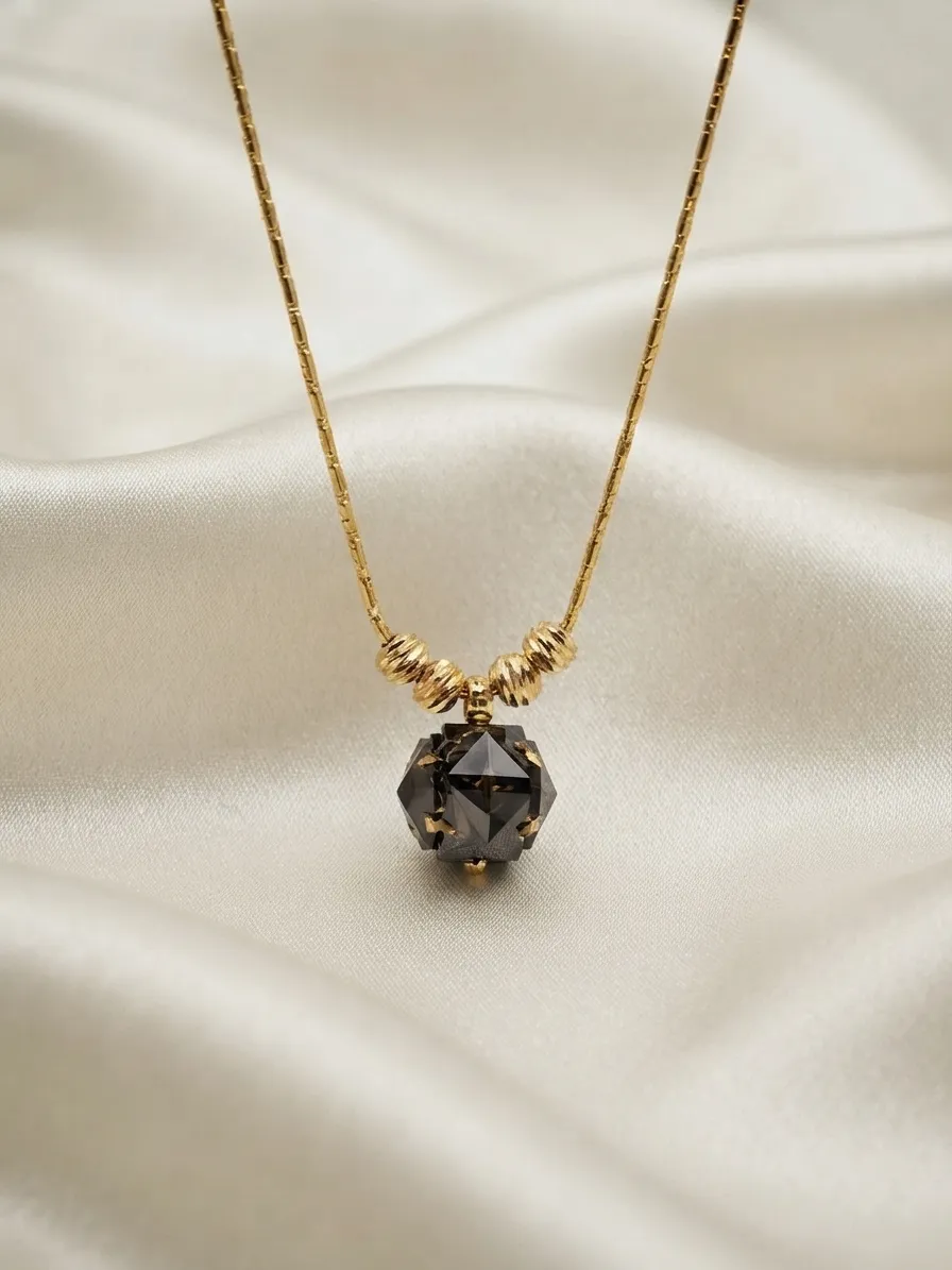 dainty ball necklace black