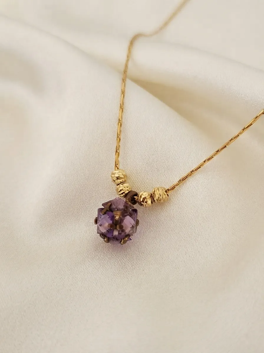 dainty ball necklace purple