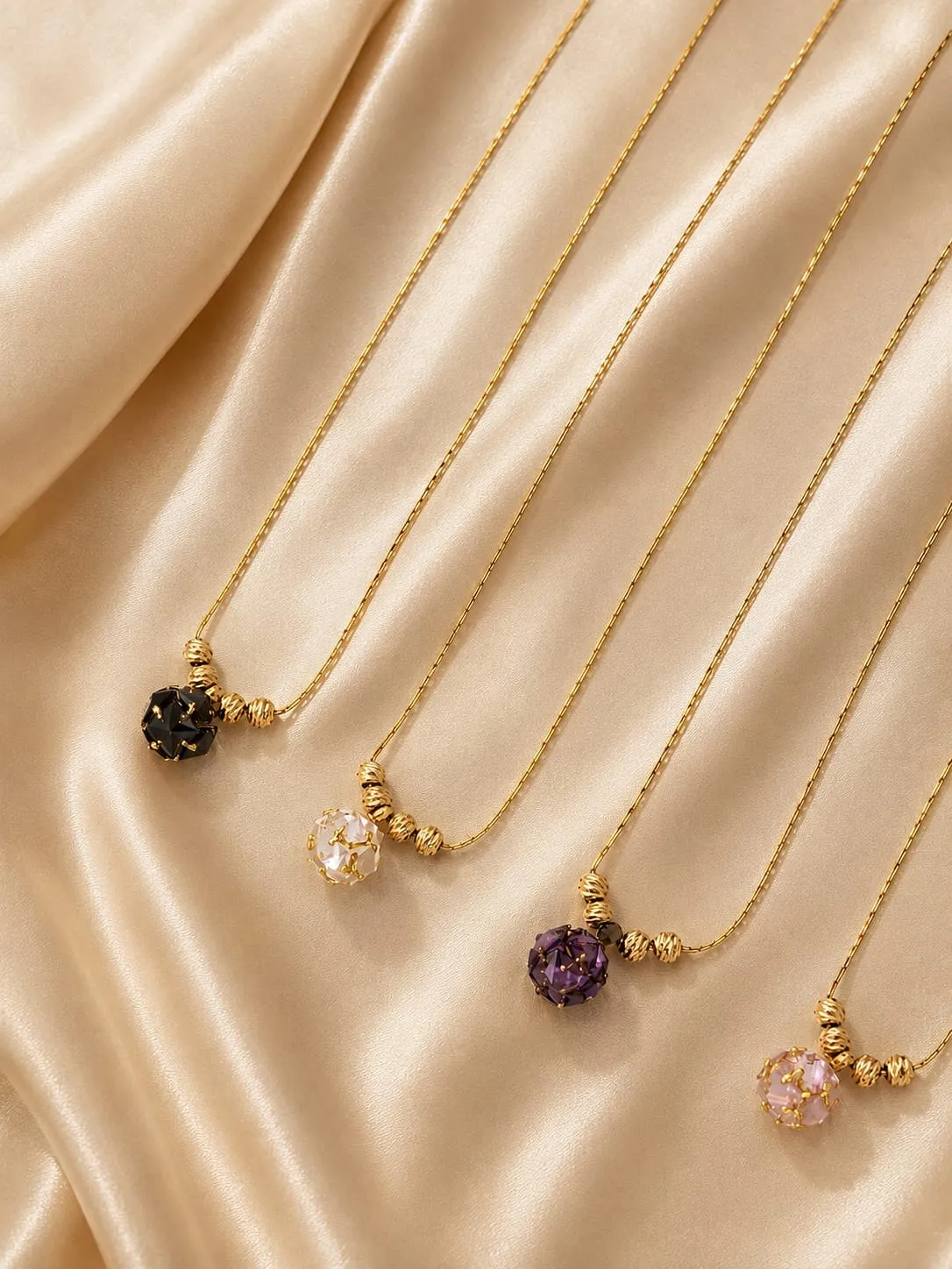 dainty circle necklaces on sheet