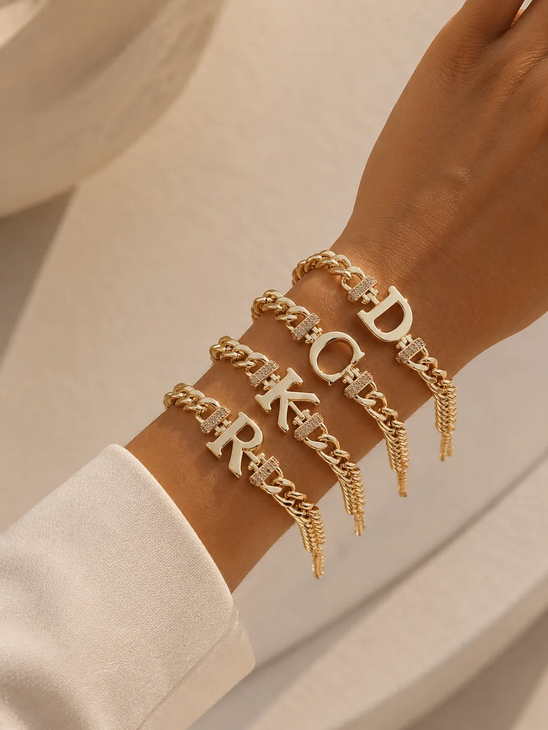 Textured Gold Link Stacking Set