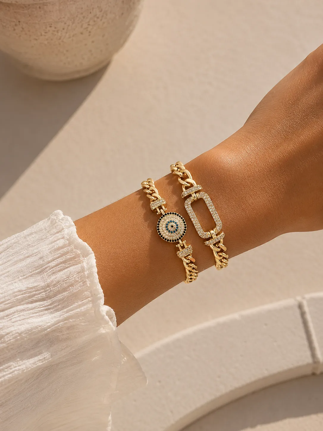 Evil Eye & Zircon Rectangle Stacking Set