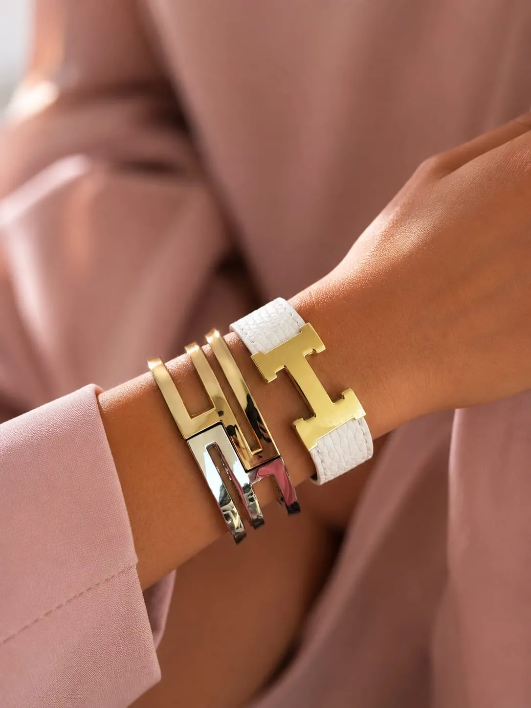 Hermès Leather & Greek Geometry Stacking Set