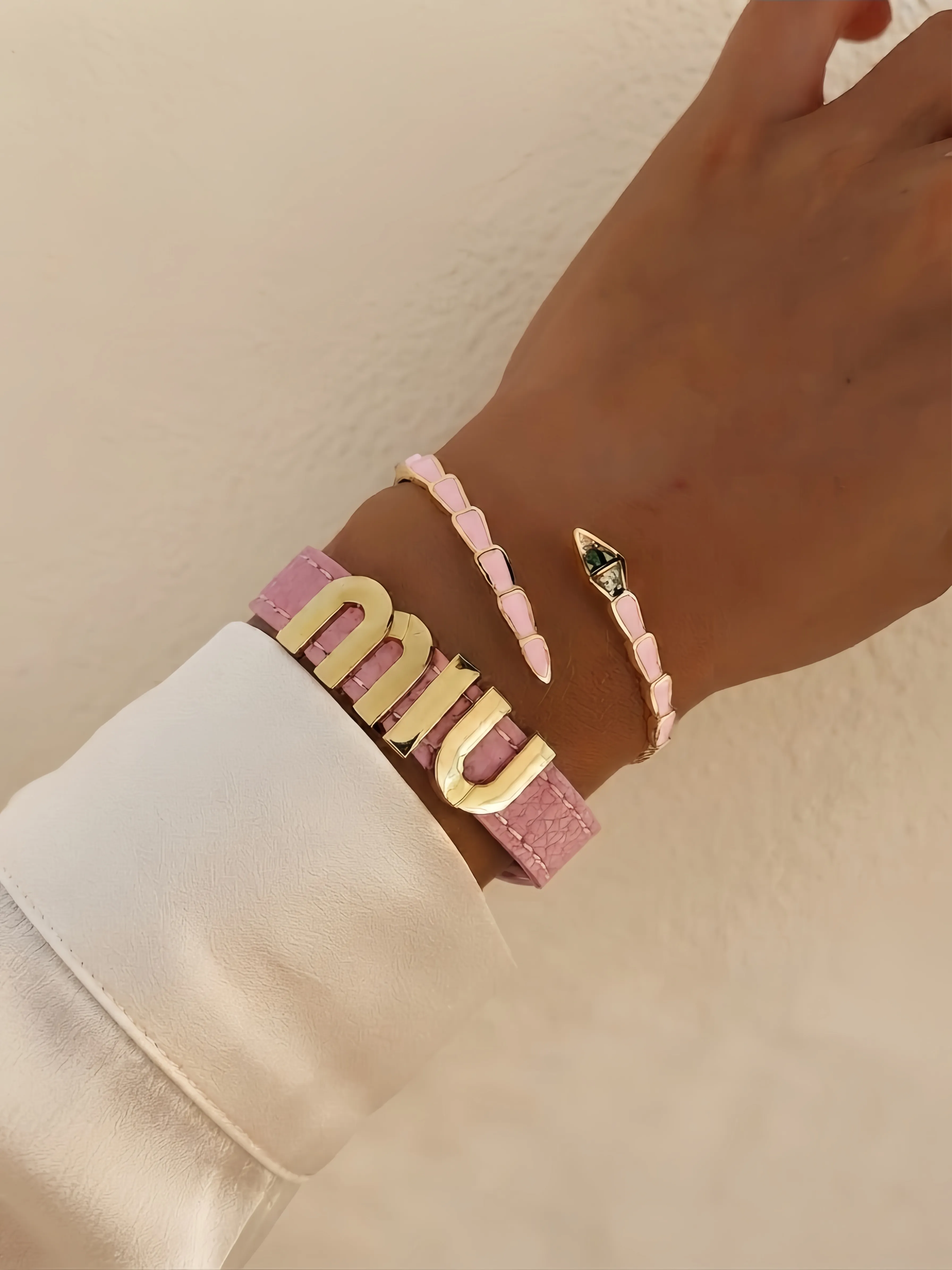 MiuMiu Pink Leather Stacking Set