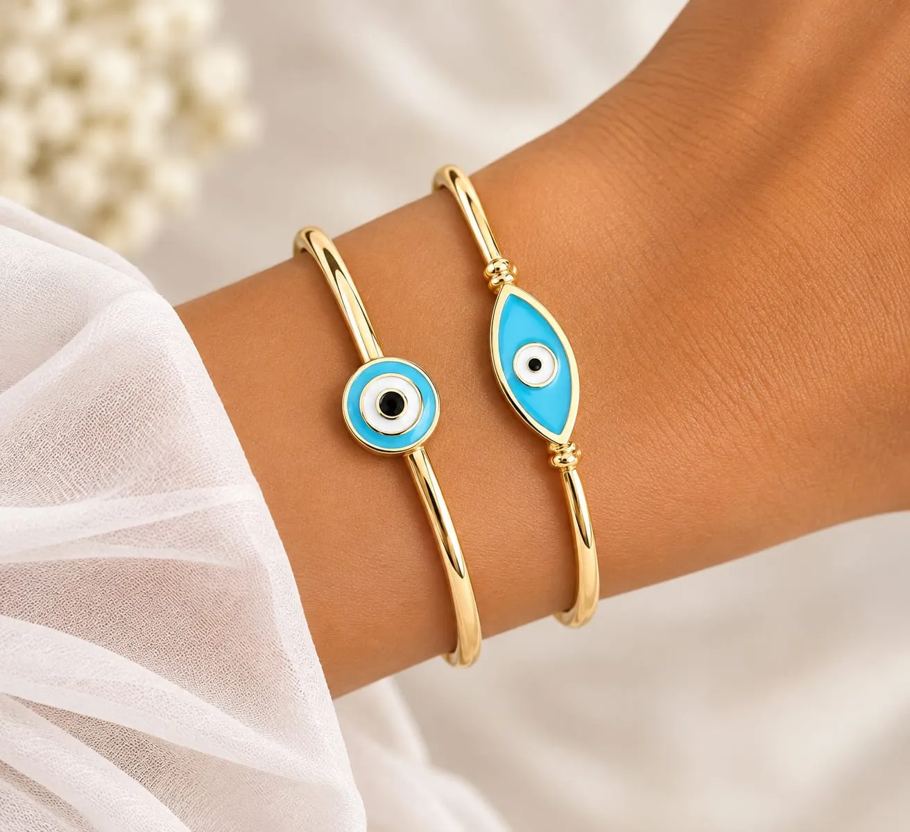 Sleek Turquoise Evil Eye Set