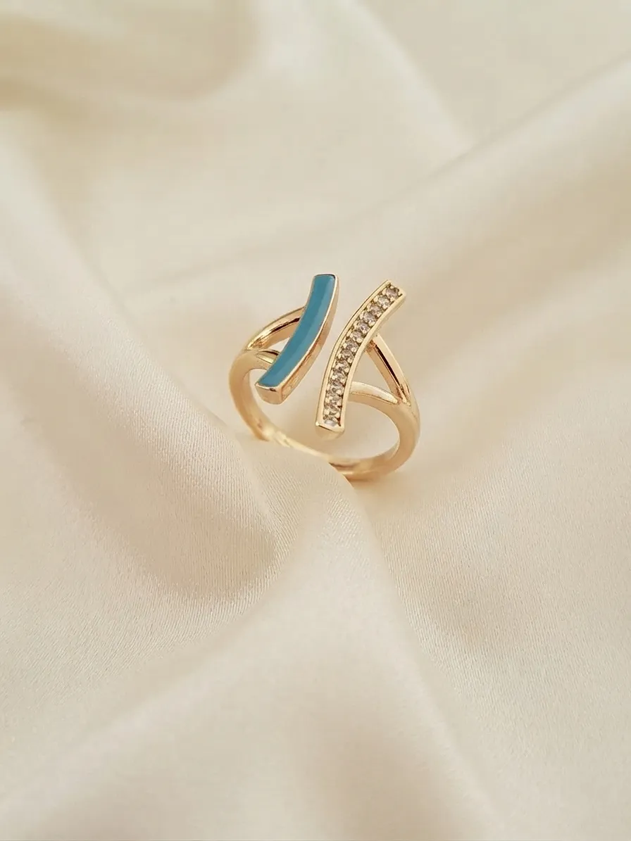 Split Enamel & Zircon Ring Blue