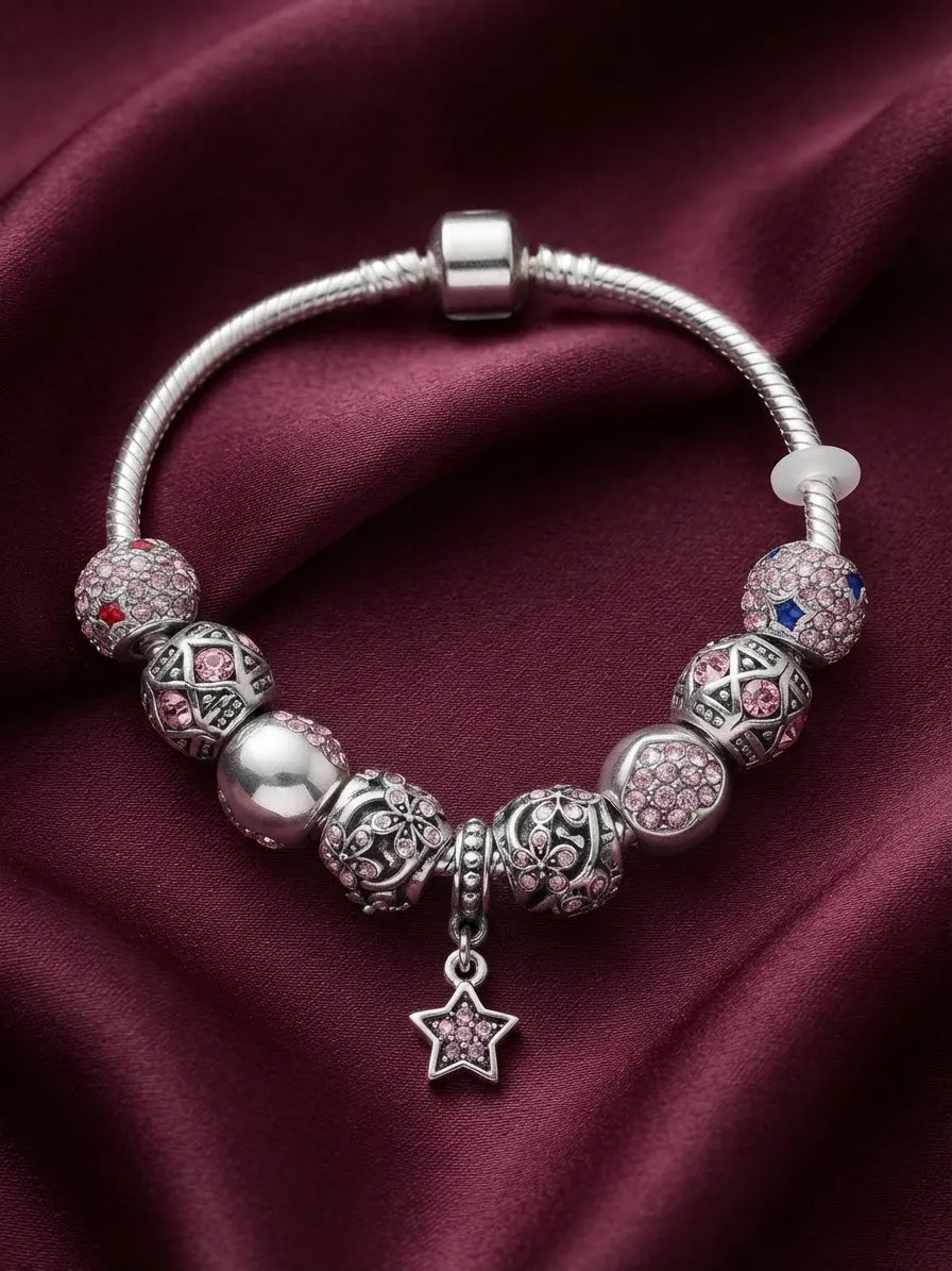 Celestial Starlight Pink Charm Bracelet