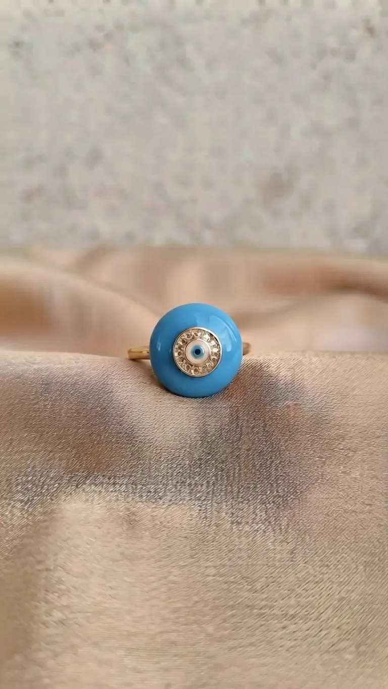 Enamel Round Eye Ring Blue