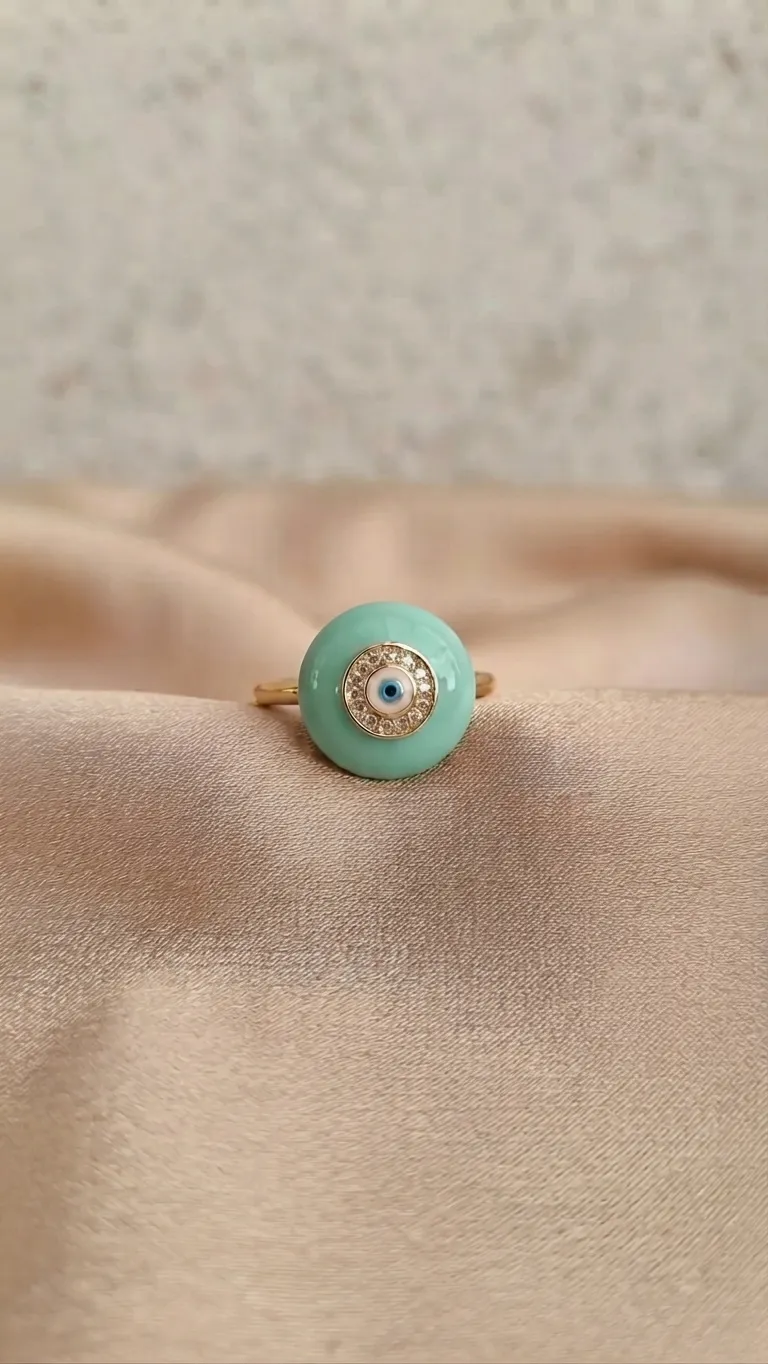 Enamel Round Eye Ring Pink