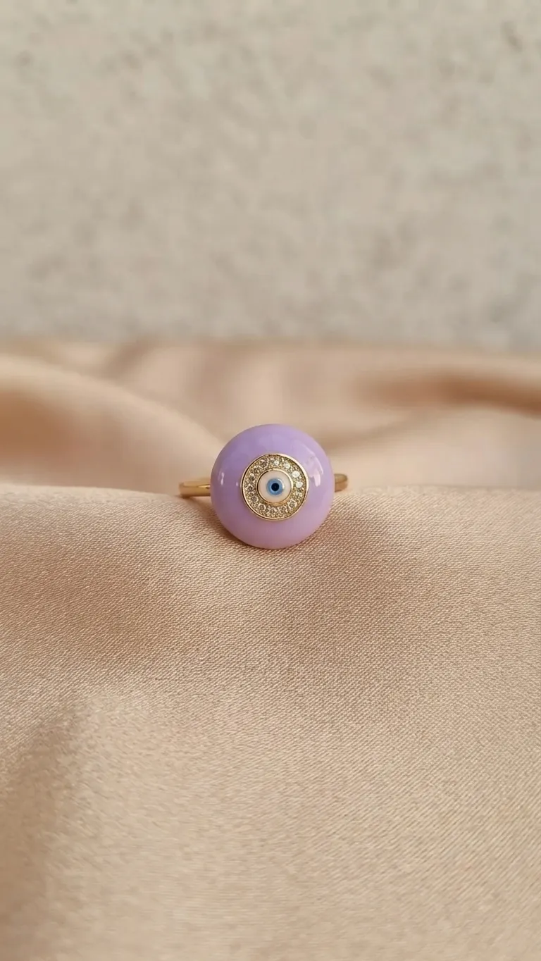 Enamel Round Eye Ring - Purple