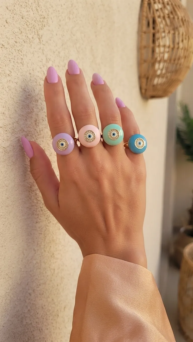 enamel round eye ring