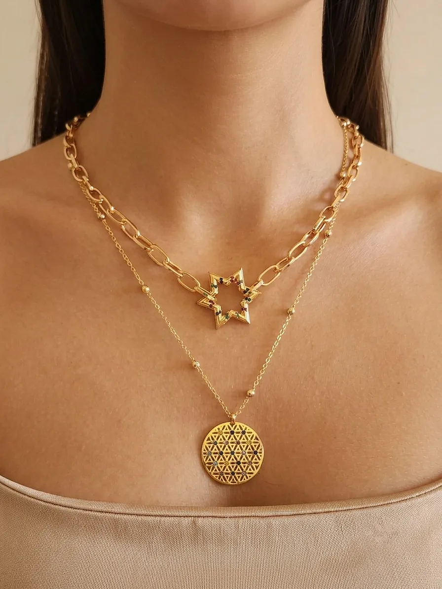 Flower of Life & Colored Zircon Necklaces