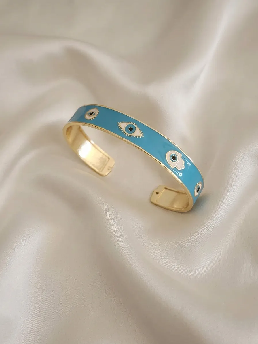 blue hamsa enamel bangle